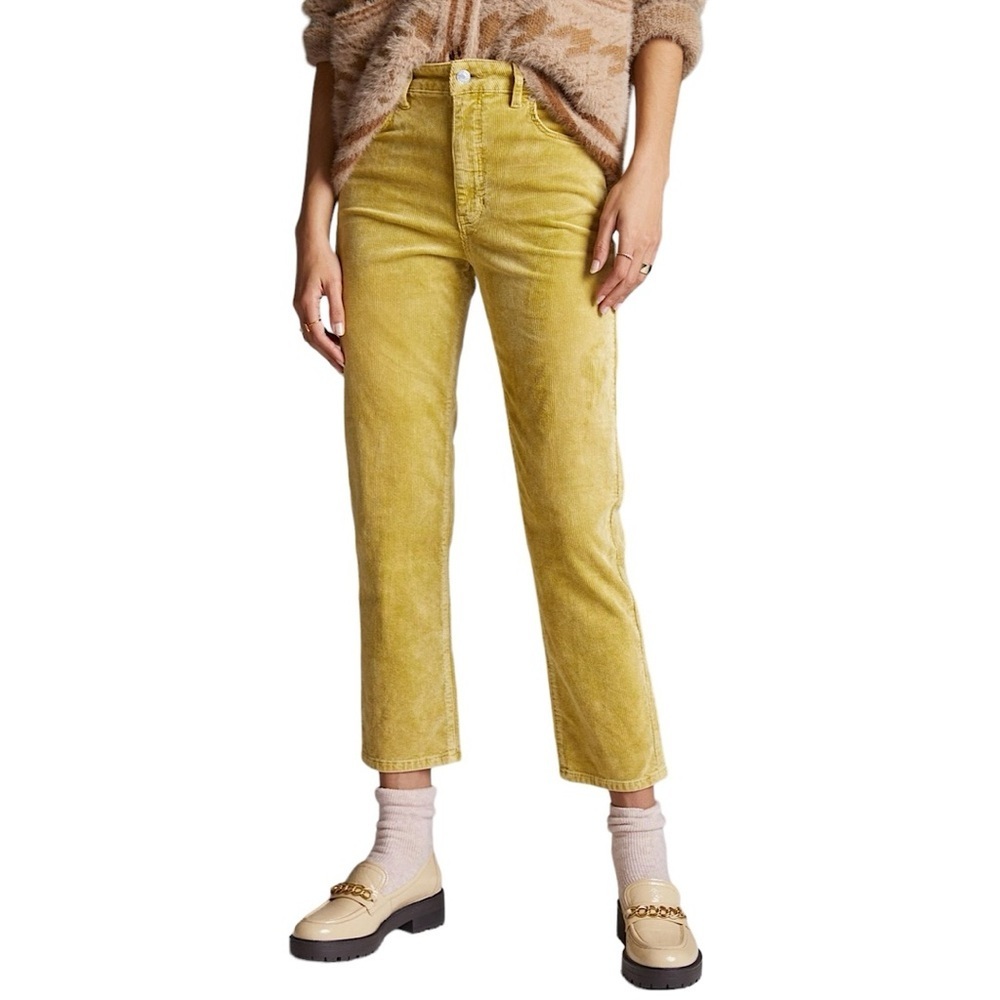 PILCRO The Vintage Straight Cropped High Rise Corduroy Pants